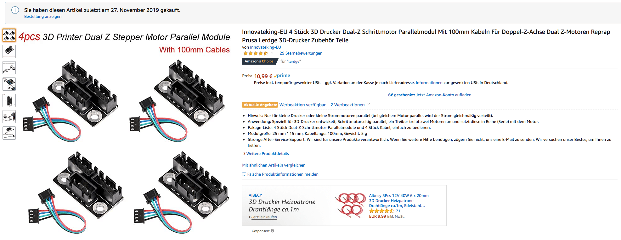 Amazon Kauf Dual-Z-Achse Adapter
